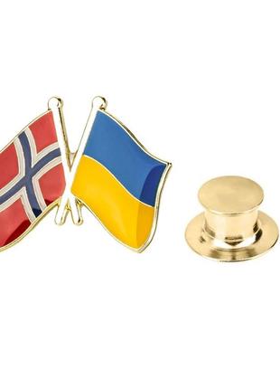 Брошка значок пін національна символіка прапор норвегія-україна brgv1128021 фото