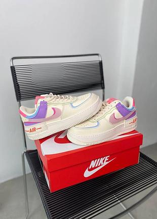 Nike air force 1 Mid white violet pink трендові кросівки найк форс кремові фіолетові рожеві яркие разноцветные кроссовки