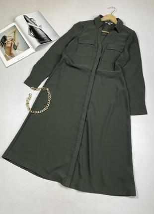 Стильна сукня плаття сорочка максі хакі від бренду  h&m