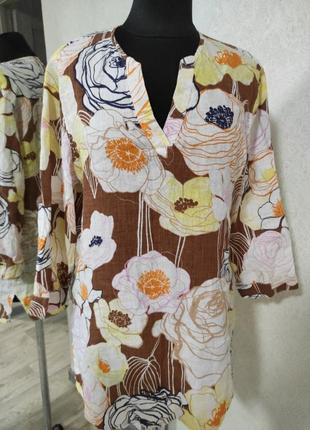 Льняная блуза в цветы gerry weber лен2 фото