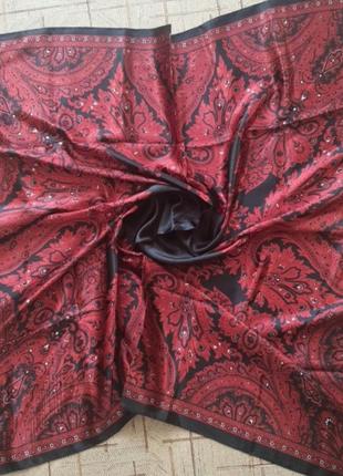 Червоно-чорна хустка, під шовк, 88 см