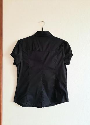 Бавовняна чорна сорочка/блуза з коротким рукавом3 фото