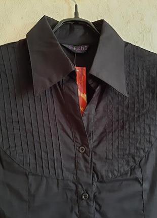Бавовняна чорна сорочка/блуза з коротким рукавом2 фото