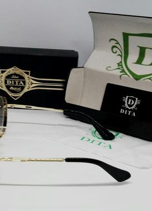 Dita стильные брендовые мужские солнцезащитные очки серые в золотом металле3 фото