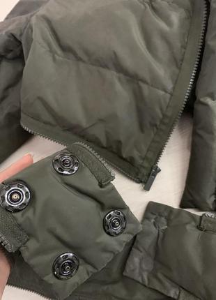 Укороченая курточка хаки тренд брендовая3 фото