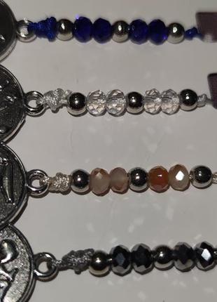 Подарок набор браслеты унисекс знаки зодиака камни монеты шелковая нить9 фото