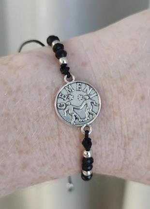Подарок набор браслеты унисекс знаки зодиака камни монеты шелковая нить7 фото
