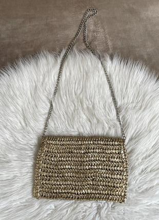 Женская стильная соломенная плетеная сумка на плечо клатч h&m6 фото