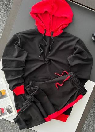 Худі ( чорно - червоне ) + штани ( чорні з червоними лампасами)