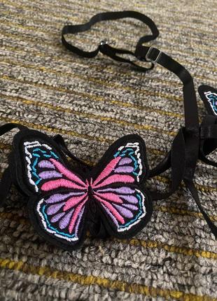 Шикарыный комплект открытого белья бабочки с гартерами на ноги и портупеей на все тело  xs s m l4 фото