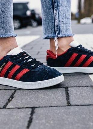 Жіночі кросівки  adidas gazelle blue red женские кроссовки  адидас