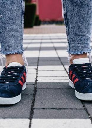 Жіночі кросівки  adidas gazelle blue red женские кроссовки  адидас3 фото