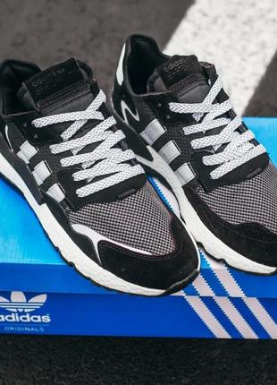 Чоловічі кросівки  adidas nite jogger black white мужские кроссовки адидас3 фото