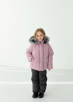 Зимовий костюм з натуральним хутром песця для дівчаток до -30 морозу куртка та високі штани2 фото