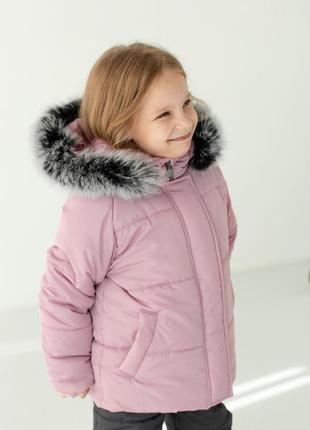Зимовий костюм з натуральним хутром песця для дівчаток до -30 морозу куртка та високі штани5 фото