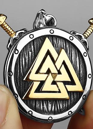 Кулон с цепочкой амулет мужской подвеска стальная в стиле панк masonic2 фото