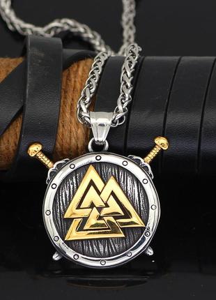 Кулон с цепочкой амулет мужской подвеска стальная в стиле панк masonic5 фото