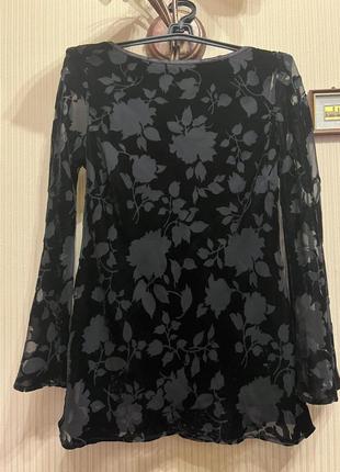 Блуза панбархат черная на подкладке mosaic оригинал1 фото