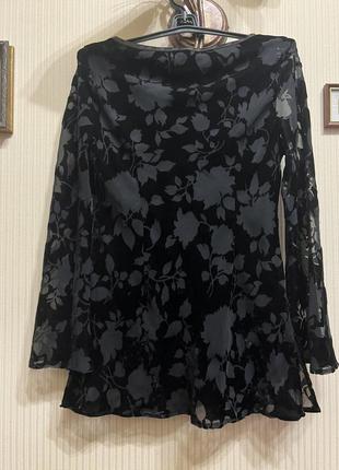 Блуза панбархат черная на подкладке mosaic оригинал2 фото