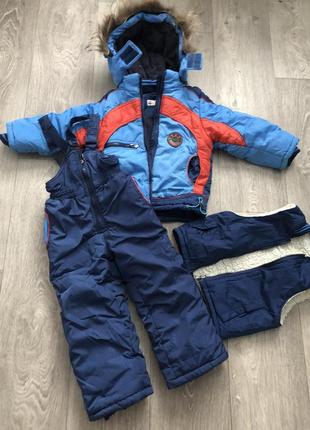 Зимова куртка з жилеткою з овчини з комбінезоном.