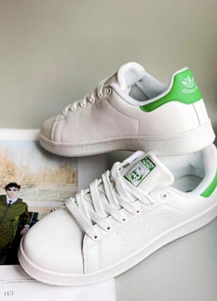 Жіночі кросівки  adidas stan smith white green 2 женские кроссовки адидас