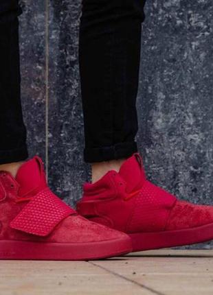 Жіночі кросівки adidas tubular invader full red (без хутра жіночі кросівки адідас