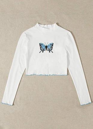 Топ торік гольф гольфік водолазка скорочений короткий білий біла коротке скорочена кофта кофтинка метелик метелики