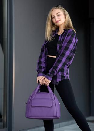 Стильна фіолетова міська жіноча сумка3 фото