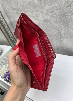 Червоний яскравий якісний гаманець натуральна шкіра4 фото