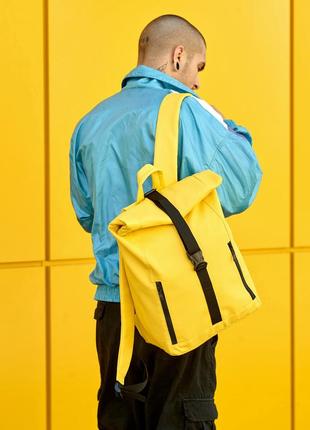 Вмісткий яскравий жовтий універсальний чоловічий рюкзак рол з відділенням під ноутбук