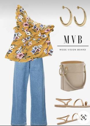 Шикарна блуза - маєчка на одне плече квітковий принт