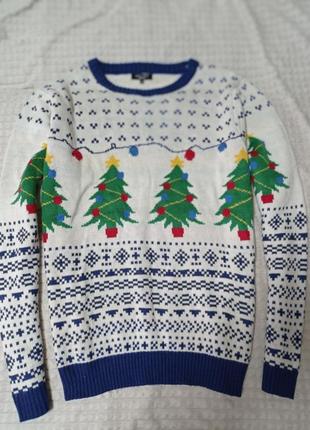 Новорічний зимовий светр орнамент миготливий xl