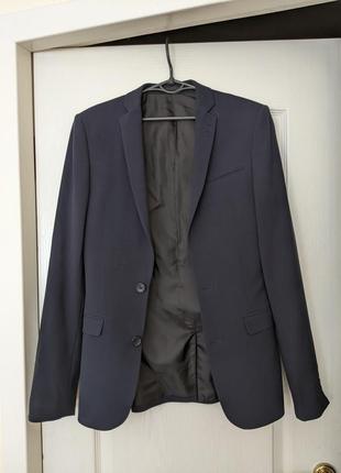 Базовый пиджак, жакет тёмно-синего цвета2 фото