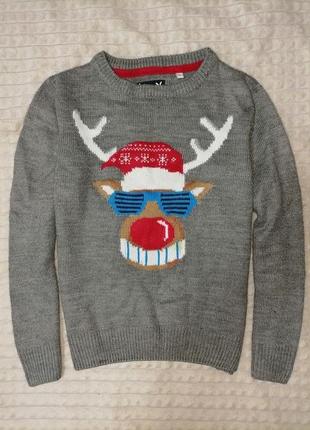 Новорічний зимовий светр з оленем олень 6-7 років1 фото
