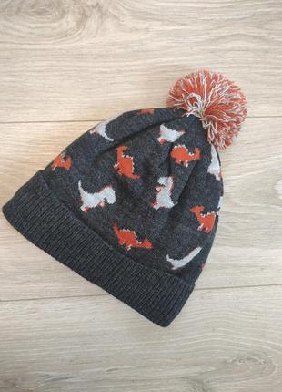 Шапка з динозаврами на флісі