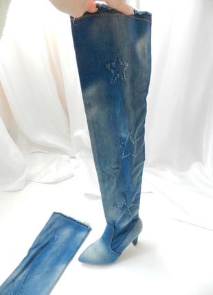 ✅ круті джинсові ботфорти високі панчохи потягнеться на будь-яку ніжку гумка стрейч якість на висоті5 фото