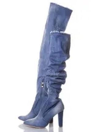 ✅ круті джинсові ботфорти високі панчохи потягнеться на будь-яку ніжку гумка стрейч якість на висоті7 фото