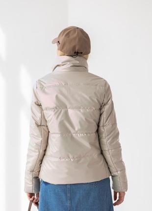 Качественная брендовая куртка жемчужного цвета, весна-осень4 фото