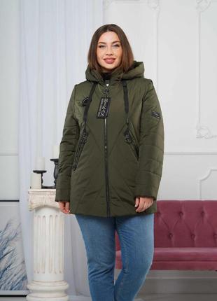 Качественная фабричная женская демисезонная куртка, батальные размеры. бесплатная доставка!3 фото