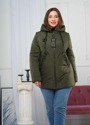 Качественная фабричная женская демисезонная куртка, батальные размеры. бесплатная доставка!6 фото