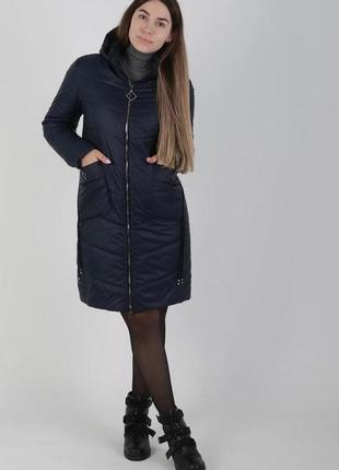 Зручна жіноча демісезонна куртка, м-194, темно-синя