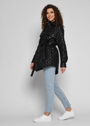 Трендовая демисезонная женская куртка x-woyz ls-8913-8 черного цвета3 фото