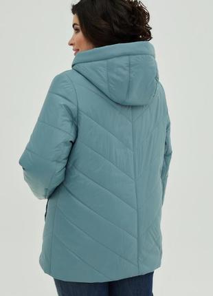 Красивая женская демисезонная куртка родос, темно-бирюзовая, большие размеры3 фото