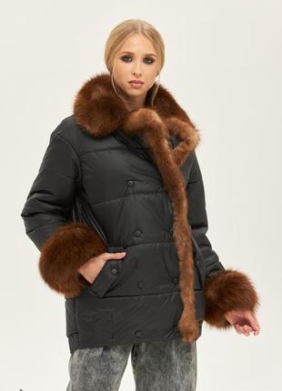 Шикарная женская зимняя куртка с меховой опушкой