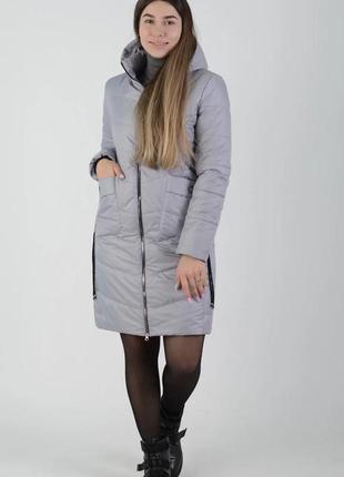Модная женская демисезонная куртка, м-194, серая2 фото