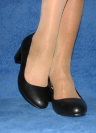 Женские черные туфли большого размера 40 41 42 43 средний каблук3 фото