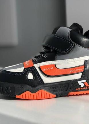 Демісезонні черевики для хлопчика mlv чорний з помаранчевим (2021-33 black-or 27 (17,5 см))3 фото