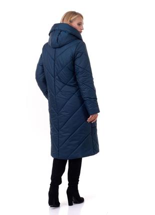 Батальная женская зимняя куртка с капюшоном, р 52-702 фото