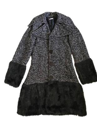 Шерстяне пальто італія, твідове пальто з хутром, вовняне пальто , твідове пальто італія1 фото