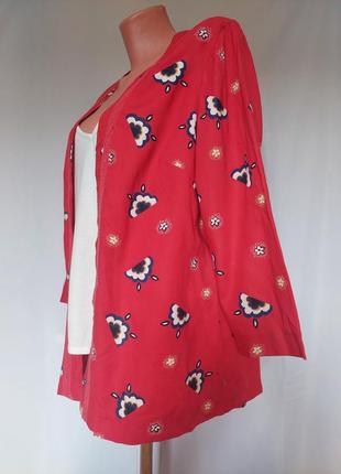 Стильный красный легкий пиджак без пуговиц в восточном стиле tu (размер 16-182 фото